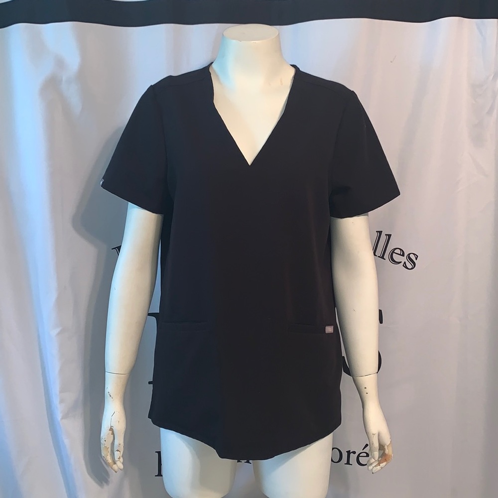 FIGS Black Casma 3 Pocket Scrub Top S
